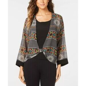 NY Collection Women's Layered Look Top Black Boho Festival Summer Spring PXL New